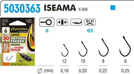 PRZYPON METHOD FEEDER 30CM ISEAMA 10BLNO/0,20mm SILICONE RING OP.10SZT KAMATSU 503036310