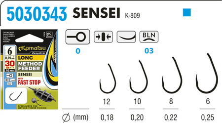 PRZYPON METHOD FEEDER 30cm SENSEI 8BLNO/0,22mm FAST STOP OP.10SZT KAMATSU 503034308