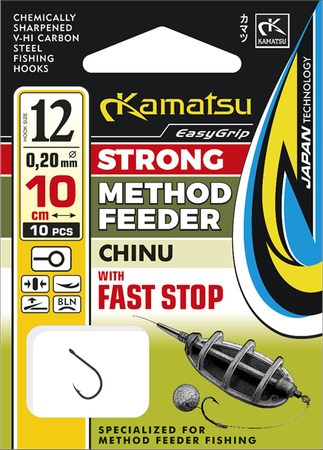 PRZYPON METHOD FEEDER CHINU 12BLNO/10cm/0,20mm FAST STOP OP.10SZT KAMATSU 503003312