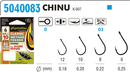 PRZYPON METHOD FEEDER CLASSIC CHINU 12BLNO/10cm/0,18mm WITH SILICONE RING OP.10SZT KAMATSU 504008312