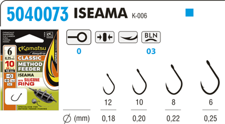 PRZYPON METHOD FEEDER CLASSIC ISEAMA 10BLNO/10cm/0,20mm WITH SILICONE RING OP.10SZT KAMATSU 504007310