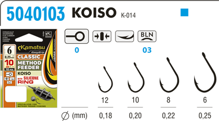 PRZYPON METHOD FEEDER CLASSIC KOISO 8BLNO/10cm/0,22mm WITH SILICONE RING OP.10SZT KAMATSU 504010308