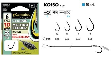 PRZYPON METHOD FEEDER CLASSIC KOISO 8BLNO/10cm/0,22mm WITH SPEAR OP.10SZT KAMATSU 504016308