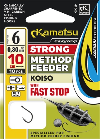 PRZYPON METHOD FEEDER KOISO 10BLNO/10cm/0,22mm FAST STOP OP.10SZT KAMATSU 503004310