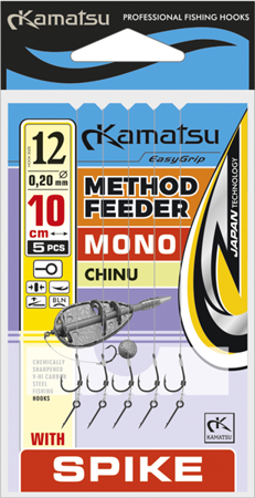 PRZYPON METHOD FEEDER MONO CHINU 12 BLNO/10cm/0,20mm SPIKE K-007 OP.5 SZT KAMATSU KONGER 504020312