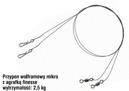 PRZYPON WOLFRAMOWY MIKRO Z AGRAFKĄ FINESSE 20cm/2,5KG OP.25OP X 2SZT. KONGER 260001020