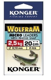 PRZYPON WOLFRAMOWY MIKRO Z AGRAFKĄ FINESSE 20cm/2,5KG OP.25OP X 2SZT. KONGER 260001020