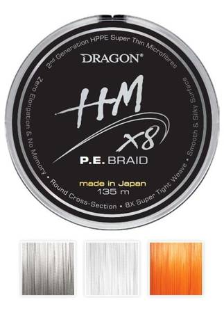 Plecionka  HM X8 P.E.BRAID / Toray 135 m 0.06 mm/5.50 kg jasnoszara    DRAGON PDF-40-00-006