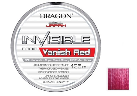 Plecionka  Invisible VANISH RED / Momoi 135 m 0.16 mm/14.90 kg ciemnoczerwona    DRAGON PDF-41-10-816