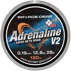 Plecionka Savage Gear HD4 Adrenaline V2 120m 0.08mm 10lbs 4.5kg Grey (54826)