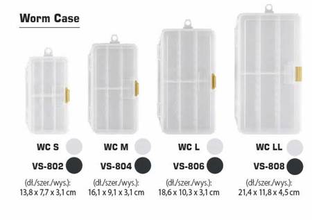 Pudełko na przynęty VERSUS   przeźroczyste    DRAGON JME-WORM CASE M