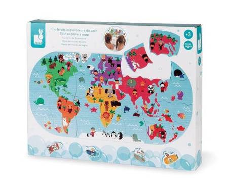 Puzzle do kąpieli Mapa świata 28 elementów 3+, Janod