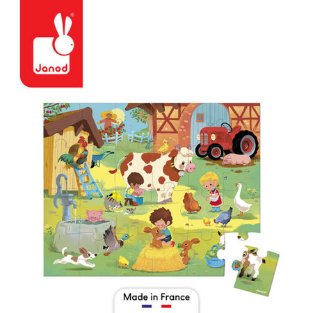 Puzzle w walizce Dzień na farmie 24 elementy 3+ Made in France, Janod