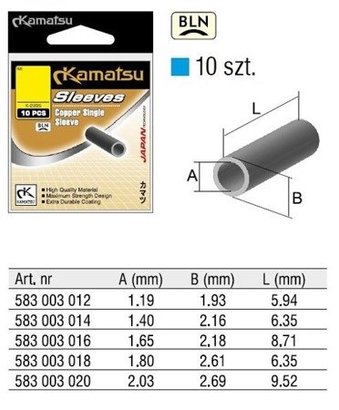 RURKA ZACISKOWA OKRĄGŁA MIEDZIANA K-2395 1,4mm BLN OP.10SZT KAMATSU 583003014