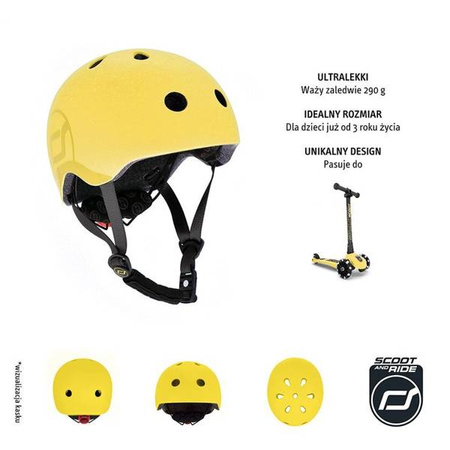 SCOOTANDRIDE Kask S-M dla dzieci 3+ Lemon