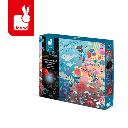 Świecące puzzle z mini-lampką UV Ocean 24 elementy 3+, Janod 