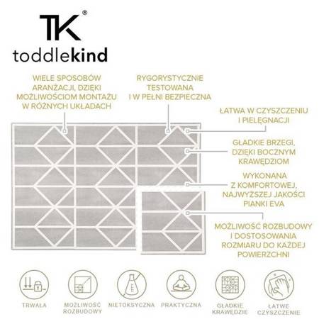 TODDLEKIND Mata do zabawy piankowa podłogowa Prettier Playmat Nordic Pebble Grey 