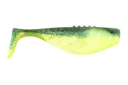 V-LURES Fatty PRO - YELLOW CANDY 3,5"/8.5cm 3szt./bag CHARTREUSE/CLEAR SMKD blue/silver/black BOX    DRAGON CHE-FT35D-30-890
