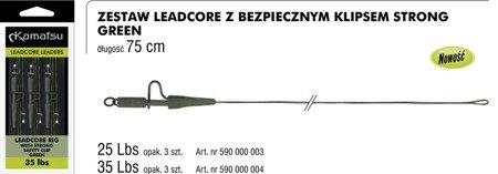 ZESTAW LEADCORE Z BEZPIECZNYM KLIPSEM STRONG 25LBS OP.3SZT KAMATSU 590000003